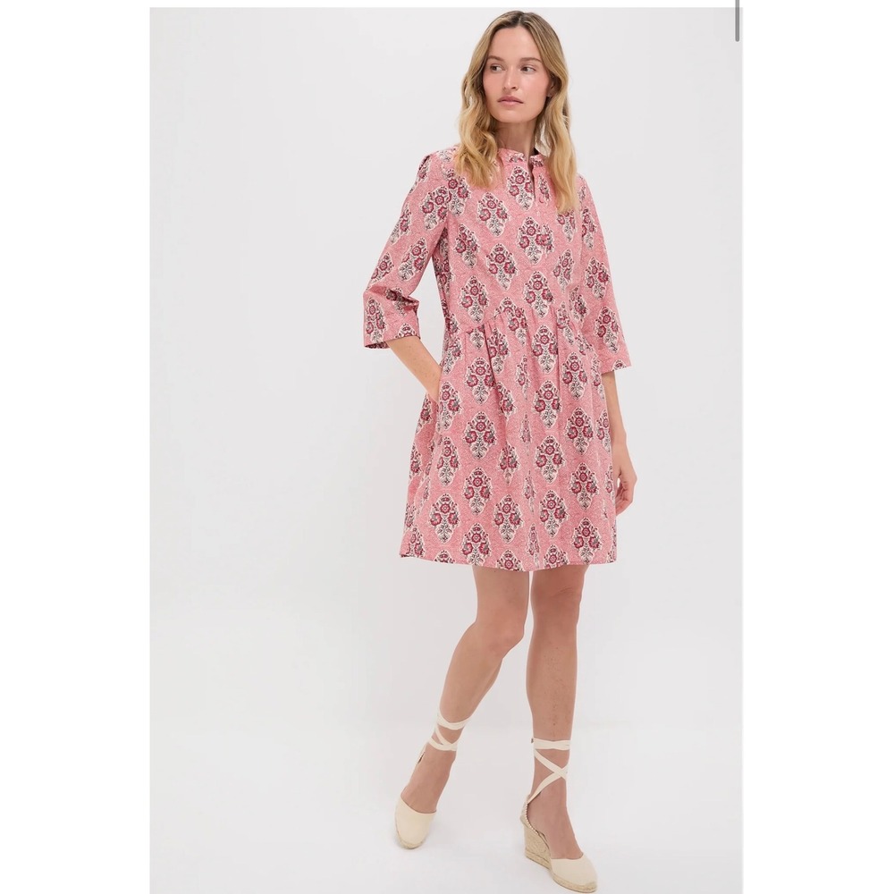 TUCKERNUCK Scarlet Sonata Royal Shirt Dress XS Pink Floral Cotton Boho Coastal